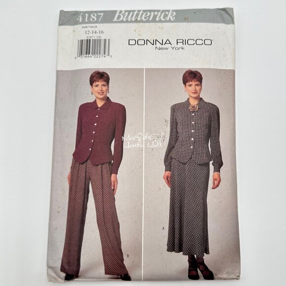Butterick Donna Ricco 4187 Sewing Pattern Petite Top Skirt & Pants 12-14-16 - Picture 1 of 4